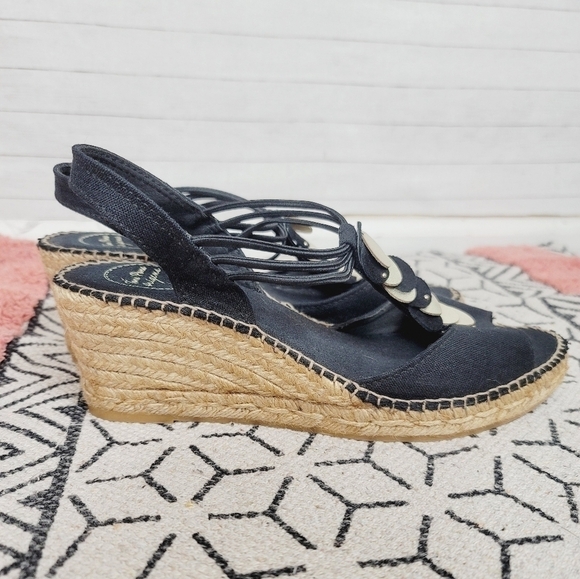 TONI PONS ORIGINAL Sitges Espadrille Sandal in Black Fabric, sz 9 / 40 - Picture 9 of 16
